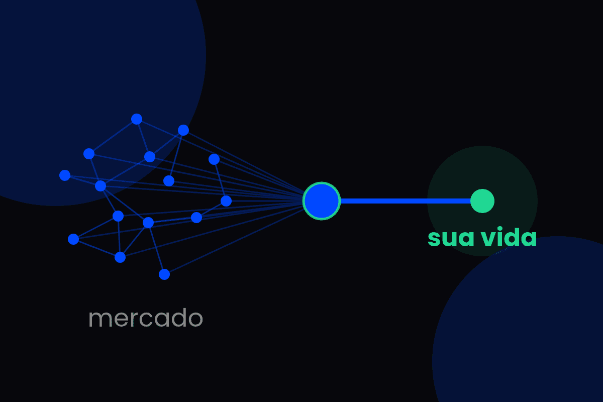 Muitos pontos do mercado convergindo para o assessor, que liga uma única linha até a sua vida